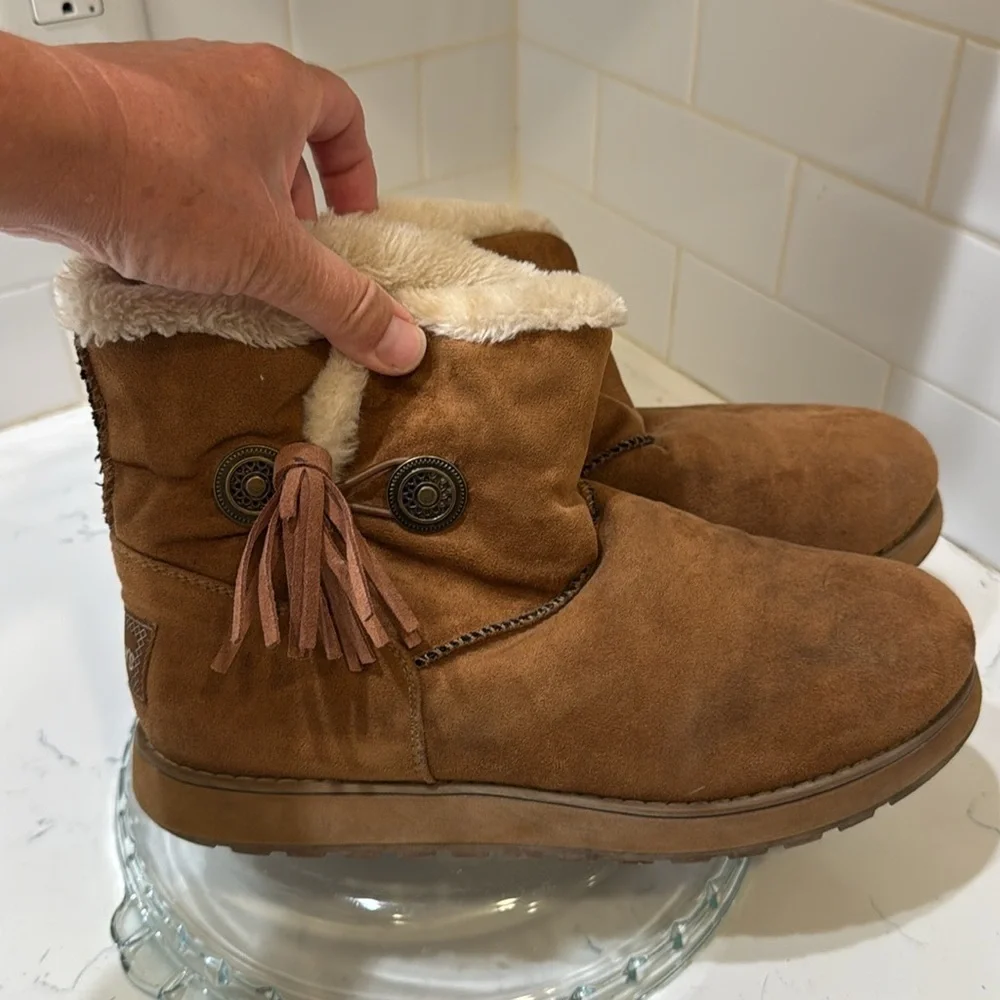 Skechers Keepsakes Tribute Fur Fringe Comfort Women's ankle Boots Sz. 9